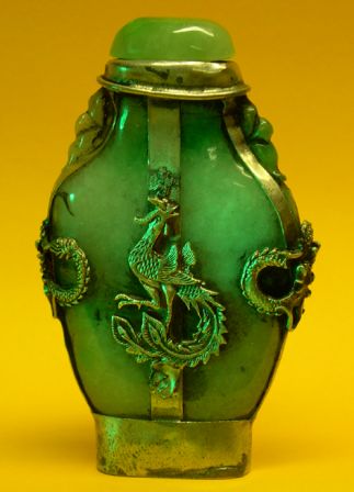 Tabati�re en jade et argent tib�tain